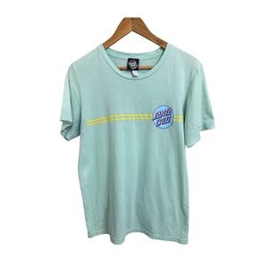 Santa Cruz Light Green Tee with Pink and Blue Logo